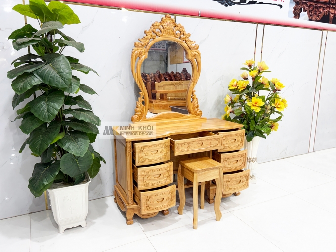 Bàn Trang Điểm Gỗ Gõ Đỏ Tân Cổ Điển - BTD610