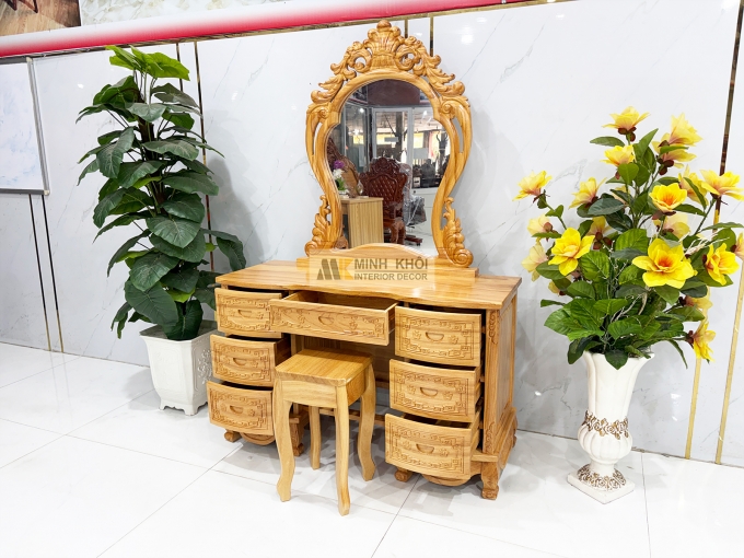 Bàn Trang Điểm Gỗ Gõ Đỏ Tân Cổ Điển - BTD610