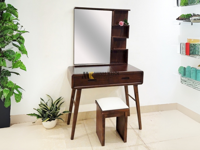 Bàn Trang Điểm Gỗ Sồi Màu Óc Chó Hiện Đại – BTD701