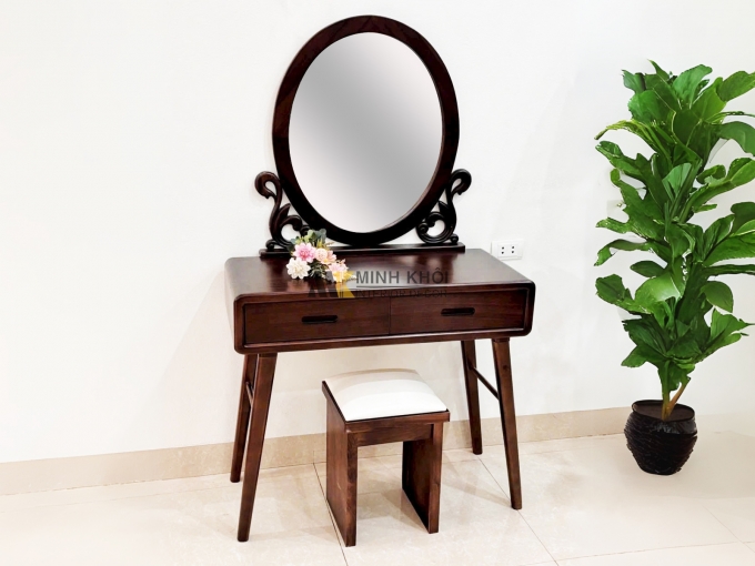 Bàn Trang Điểm Gỗ Sồi Màu Óc Chó Hiện Đại – BTD703