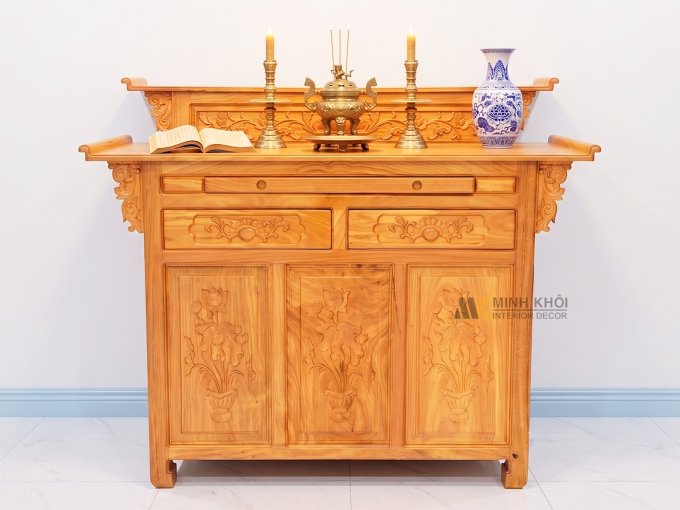 Bàn Tủ Thờ Gỗ Gõ Đỏ 2 Tầng Cao Cấp - BT902