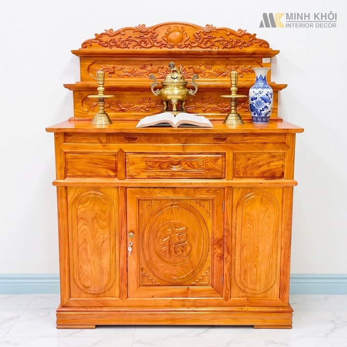 Bàn Tủ Thờ Gỗ Hương Đá 3 Tầng Cao Cấp - TT909