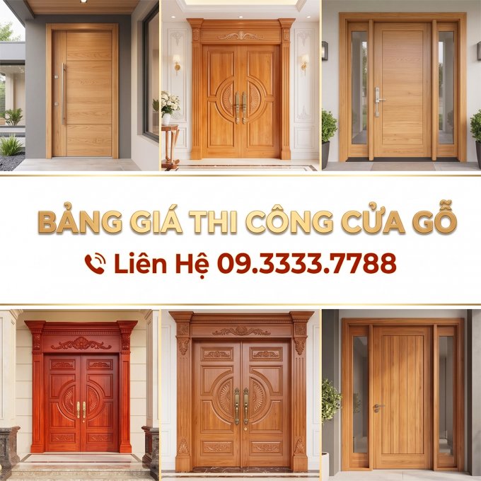 Bảng Giá Thi Công Cửa Đi Gỗ