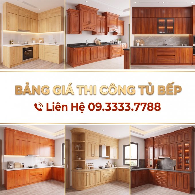 Bảng Giá Thi Công Tủ Bếp