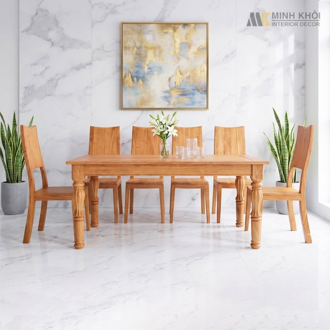 Bộ Bàn Ăn 6 Ghế Gỗ Hương Đá Cao Cấp - BA247