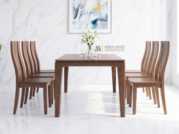 Bộ Bàn Ăn Gỗ Tự Nhiên Đẹp 6 Ghế - BA218