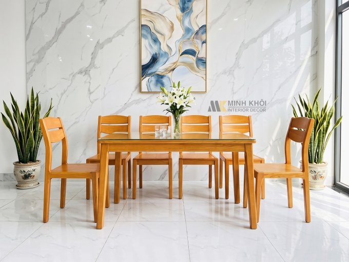 Bàn Ăn Hiện Đại 6 Ghế Tựa Nan Ngang - BA917
