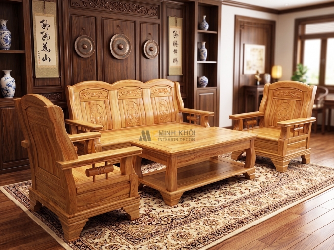 Bộ Bàn Ghế Gỗ Gõ Cao Cấp - SL953