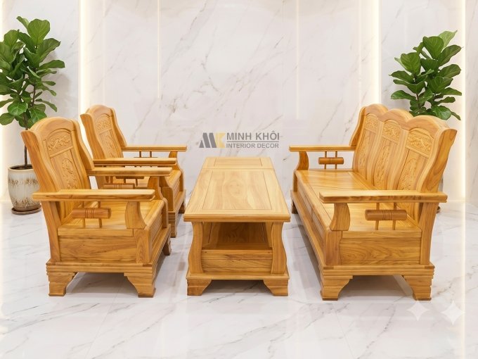 Bộ Bàn Ghế Gỗ Gõ Cao Cấp - SL953