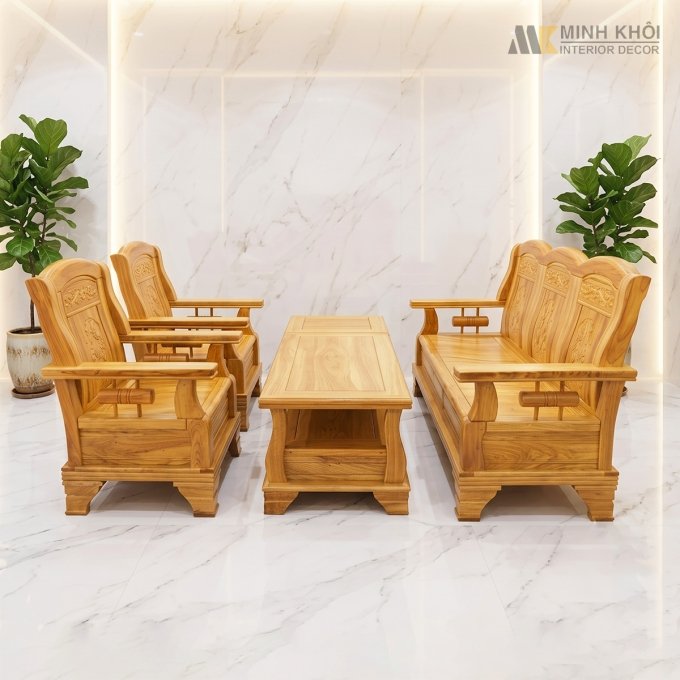 Bộ Bàn Ghế Gỗ Gõ Cao Cấp - SL953
