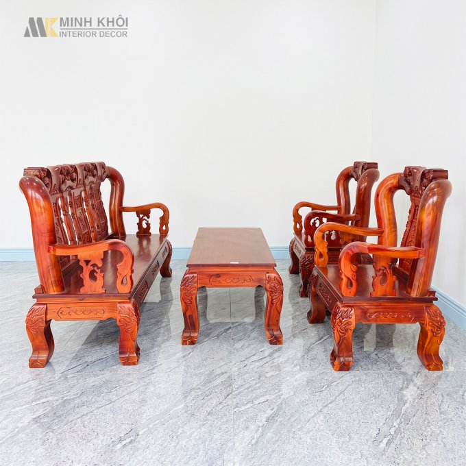 Bộ Bàn Ghế Gỗ Xoan Đào Tay 10 6 Món - SL223