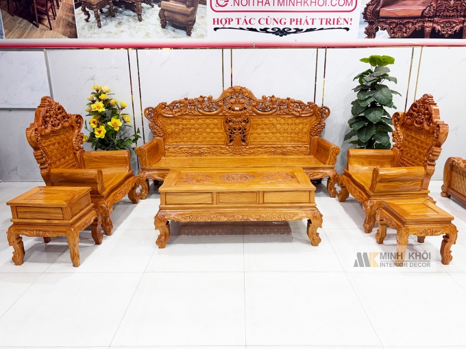 Bộ Bàn Ghế Hoàng Gia Gỗ Gõ Đỏ 6 Món - SL3018