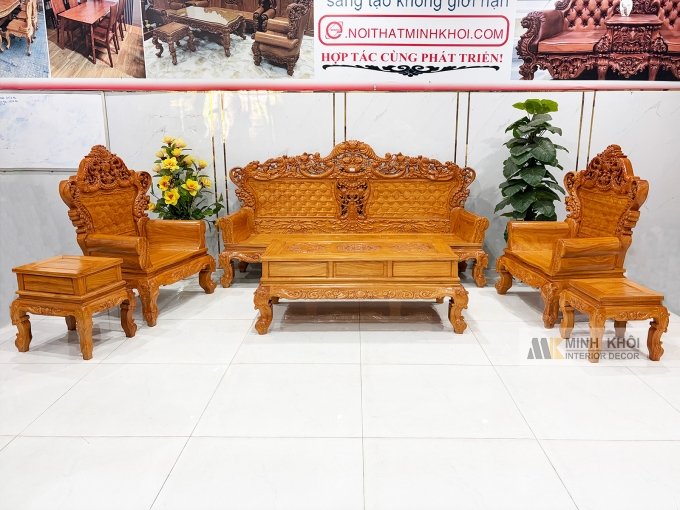 Bộ Bàn Ghế Hoàng Gia Gỗ Gõ Đỏ 6 Món - SL3018