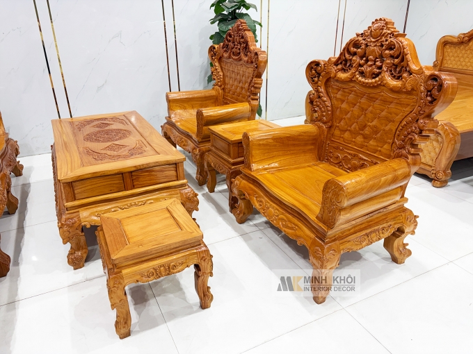 Bộ Bàn Ghế Hoàng Gia Gỗ Gõ Đỏ 6 Món - SL3018