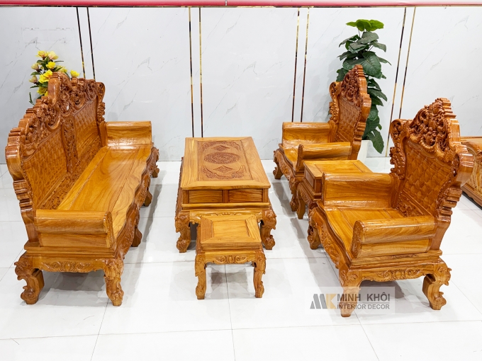 Bộ Bàn Ghế Hoàng Gia Gỗ Gõ Đỏ 6 Món - SL3018