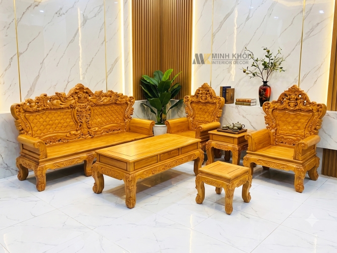 Bộ Bàn Ghế Hoàng Gia Gỗ Gõ Đỏ 6 Món - SL3018