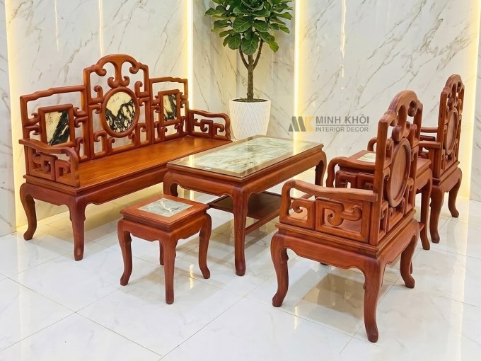 Bộ Bàn Ghế Móc Hương Đá 6 Món - SL966