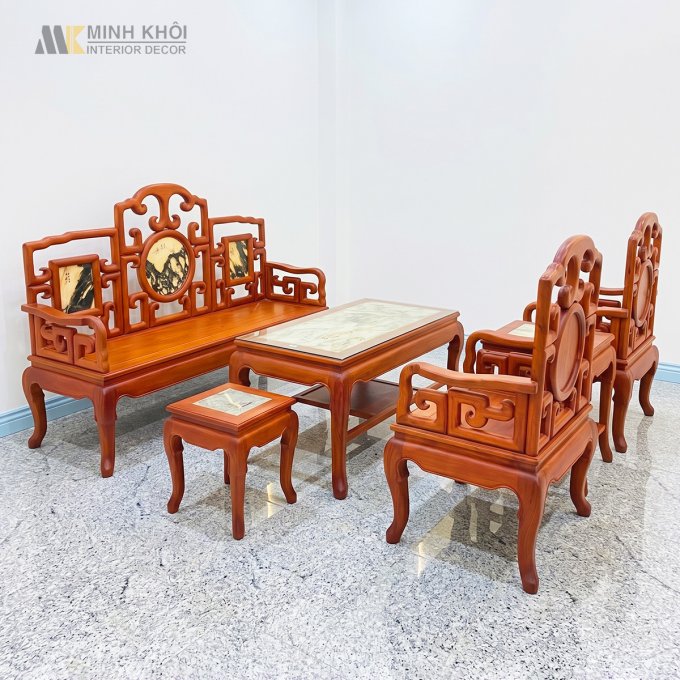 Bộ Bàn Ghế Móc Hương Đá 6 Món - SL966