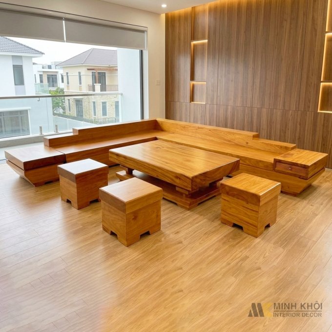 Bộ Bàn Ghế Sofa Gỗ Nguyên Khối Gõ Đỏ Đẳng Cấp - SF952