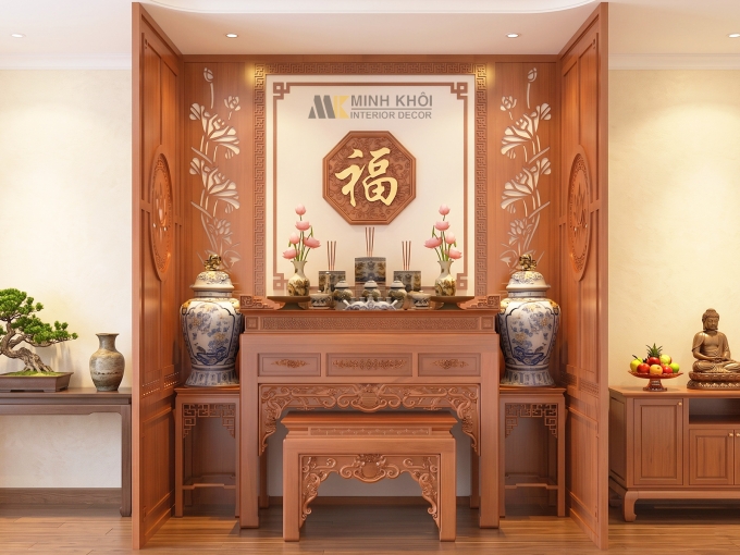 Bộ Bàn Thờ (Mẹ Bồng Con) Chạm Mai Điểu - BT706