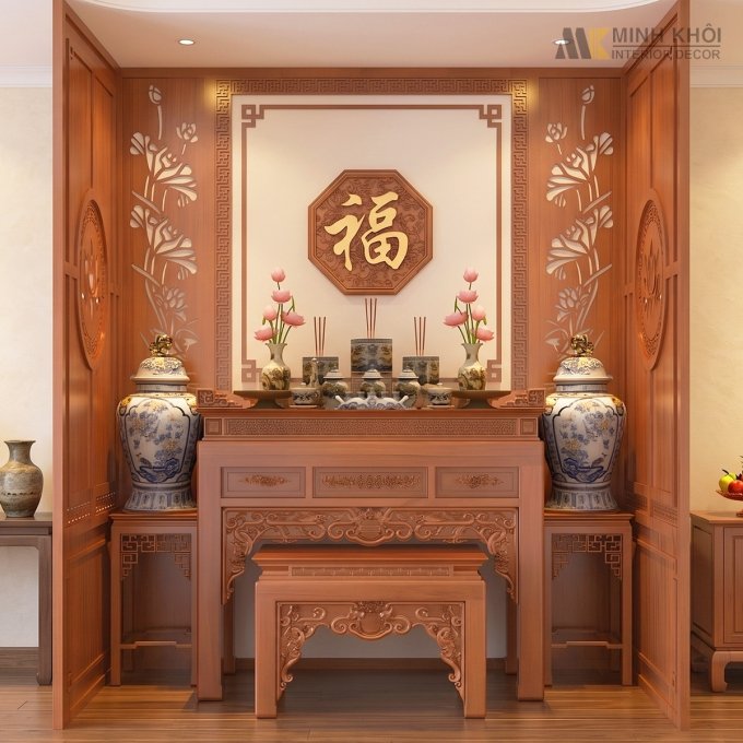 Bộ Bàn Thờ (Mẹ Bồng Con) Chạm Mai Điểu - BT706