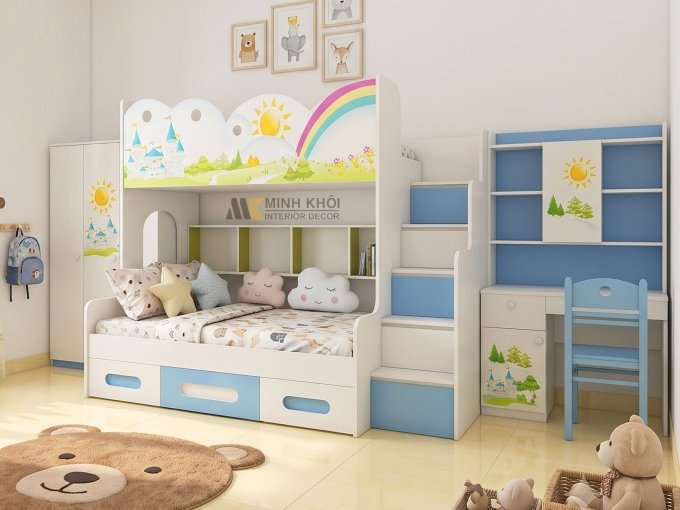 Bộ Phòng Ngủ 7 Sắc Cầu Vòng Đẹp Cho Bé - BPN022