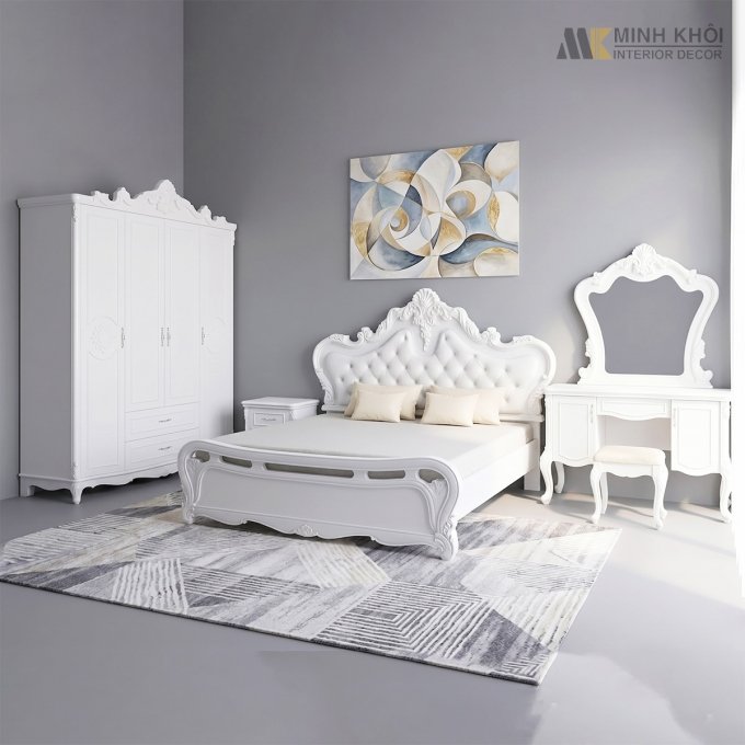 Bộ Phòng Ngủ Cổ Điển Màu Trắng - BPN1316