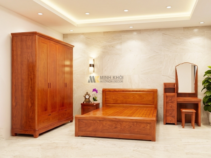 Bộ Phòng Ngủ Gỗ Hương Đá Hiện Đại - BPN110