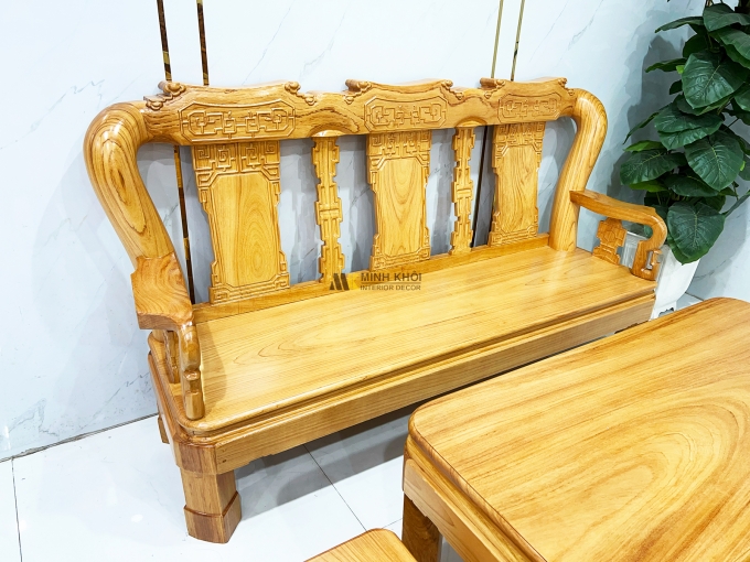 Bộ Salon Gỗ Gõ Đỏ Tay 12 Chân Xoay Tựa Vuông - SL899