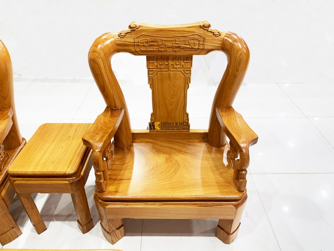 Bộ Salon Gỗ Gõ Đỏ Tay 12 Chân Xoay Tựa Vuông - SL899