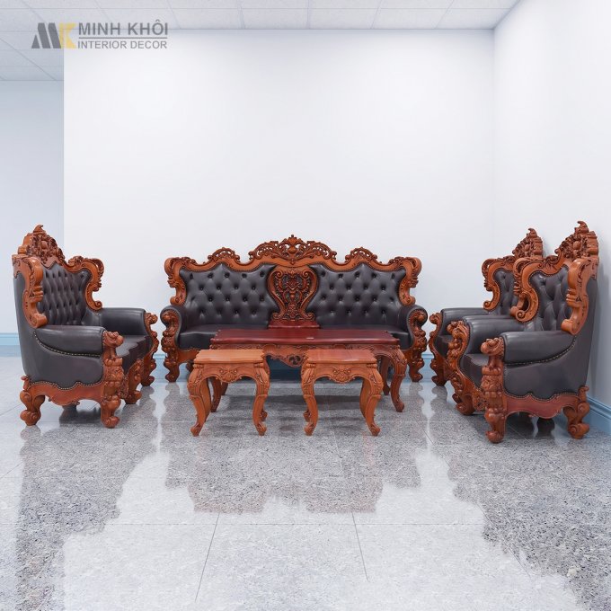 Bộ Salon Nữ Hoàng 7 Món Bọc Da Cao Cấp - SL925