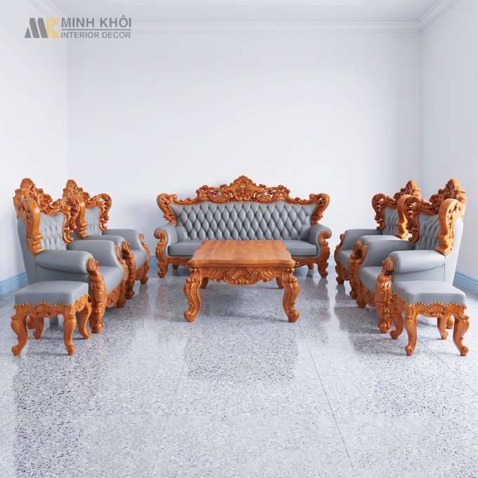 Bộ Salon Nữ Hoàng Luis 8 Món Bọc Da Cao Cấp - SL958