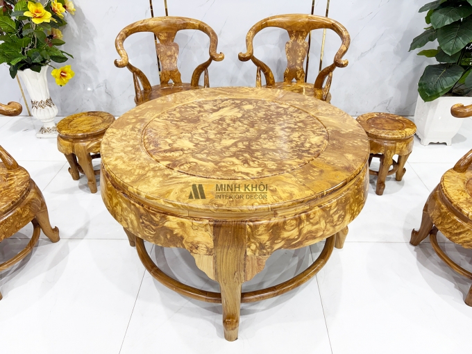 Bộ Salon Thúng Gỗ Nu Nghiến 7 Món Khung Tranh - SL897