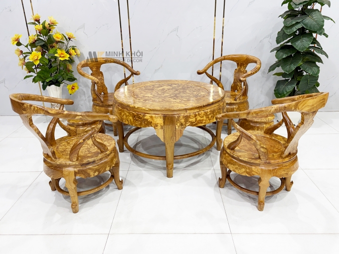 Bộ Salon Thúng Gỗ Nu Nghiến 7 Món Khung Tranh - SL897