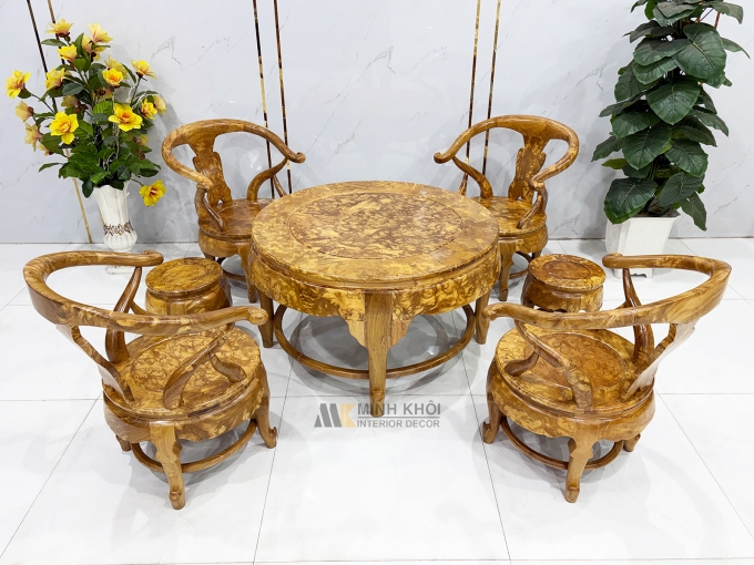 Bộ Salon Thúng Gỗ Nu Nghiến 7 Món Khung Tranh - SL897