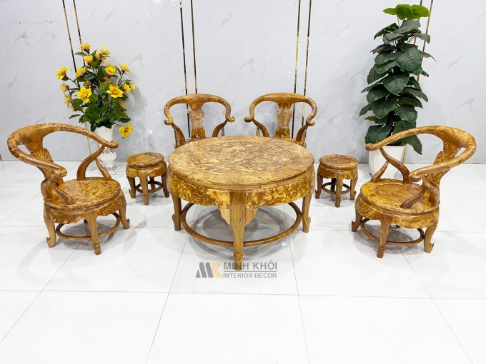 Bộ Salon Thúng Gỗ Nu Nghiến 7 Món Khung Tranh - SL897