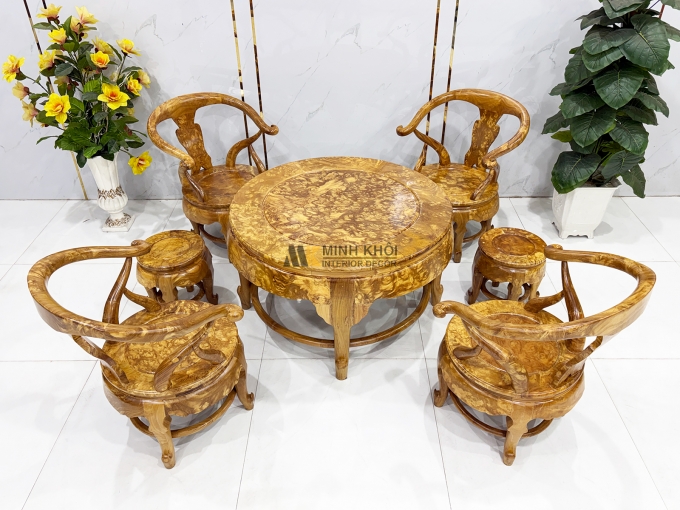 Bộ Salon Thúng Gỗ Nu Nghiến 7 Món Khung Tranh - SL897