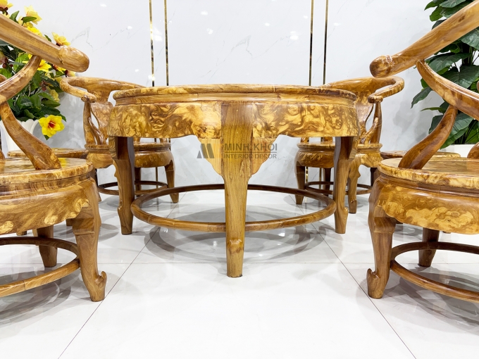 Bộ Salon Thúng Gỗ Nu Nghiến 7 Món Khung Tranh - SL897