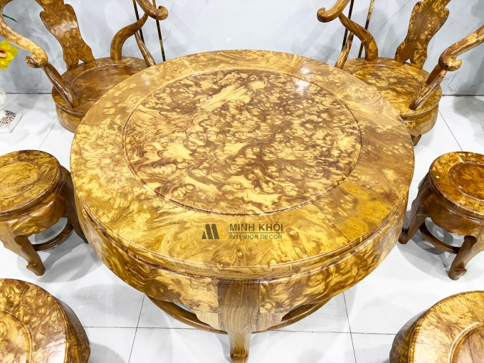 Bộ Salon Thúng Gỗ Nu Nghiến 7 Món Khung Tranh - SL897