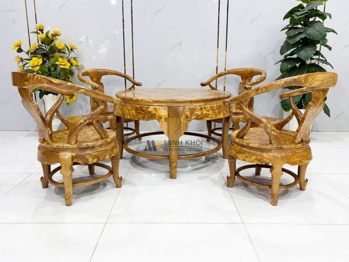 Bộ Salon Thúng Gỗ Nu Nghiến 7 Món Khung Tranh - SL897