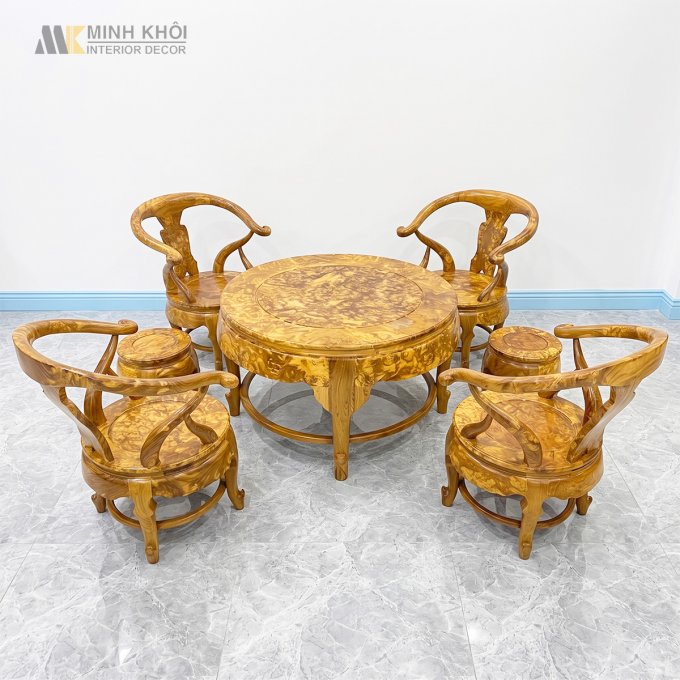Bộ Salon Thúng Gỗ Nu Nghiến 7 Món Khung Tranh - SL897