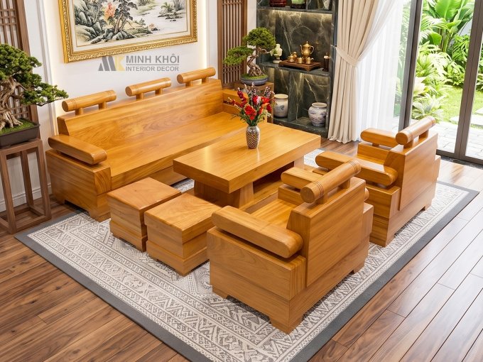 Bộ Sofa Gỗ Gõ Đỏ Hiện Đại Đối 6 Món - SF975