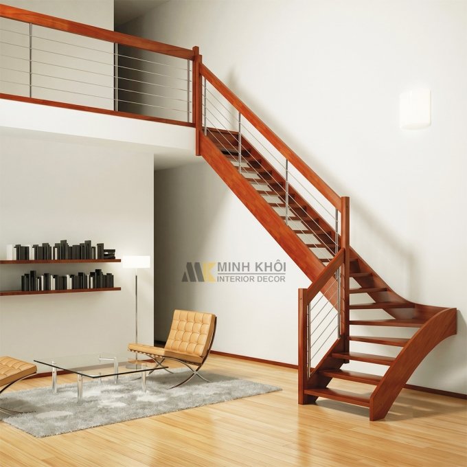 Cầu Thang Gỗ Căm Xe Đẹp - CTG2037