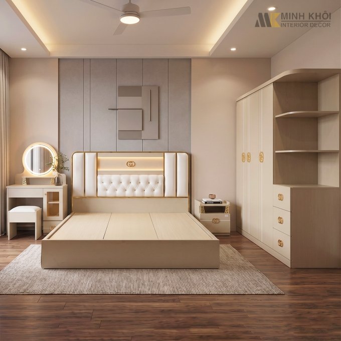 Combo Giường Tủ Phòng Ngủ Bọc Nệm Đèn Led – BPN284