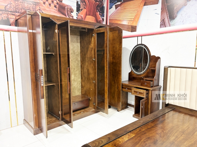 Combo Giường Tủ Phòng Ngủ Gỗ Sồi Màu Óc Chó – BPN302