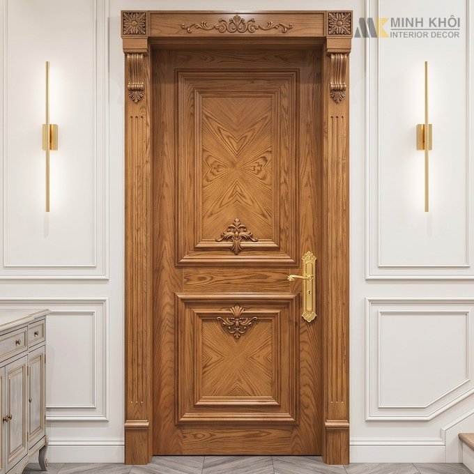 Cửa Gỗ Cao Cấp 1 Cánh Gỗ Tự Nhiên - CGCC-M1