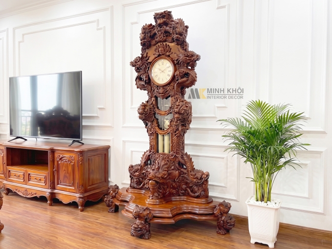 Đồng Hồ Gỗ Cẩm Lai Rồng Cửu Long - DHG910