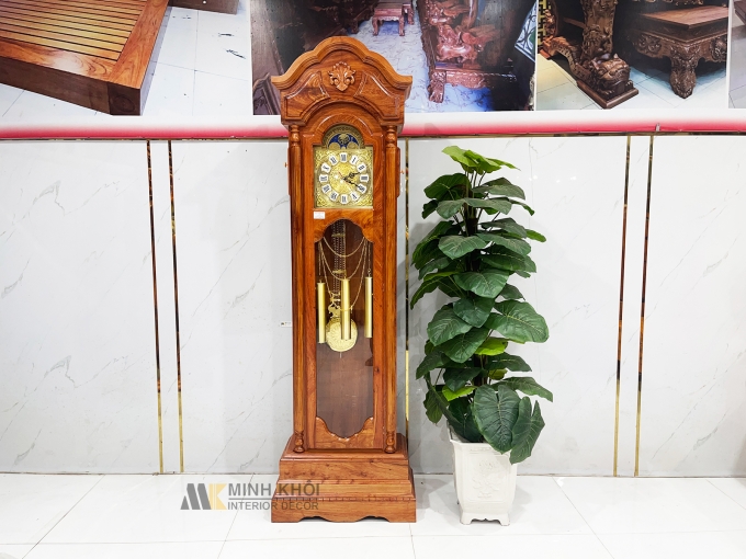Đồng Hồ Gỗ Hương Đá Tháp Mặt Vuông - DH922