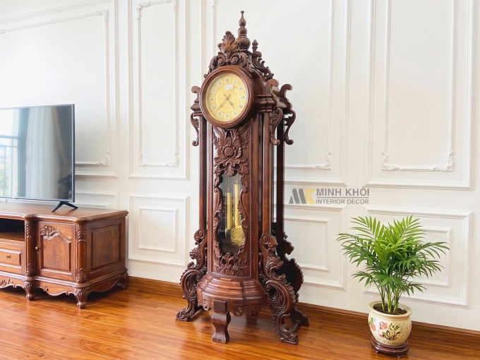 Đồng Hồ Gỗ Mun Đuôi Công Đỉnh Tháp 2m3 - DH909