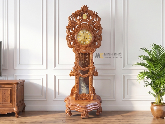 Đồng hồ trang trí phòng khách hình rồng lớn - DH117